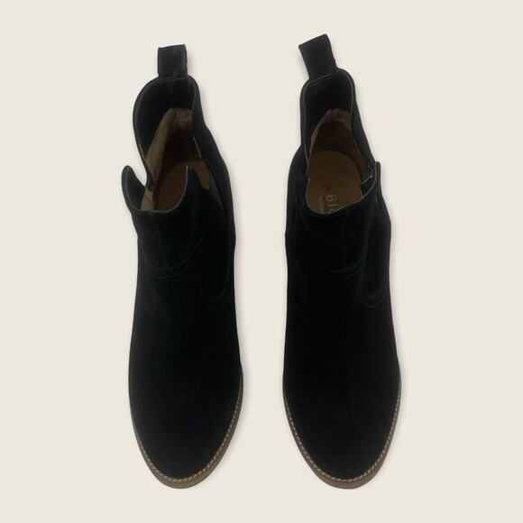 Blondo Irving Stacked 2.75" Wedge Ankle Boot Waterproof Black Suede B6564 9.5 - Picture 3 of 8